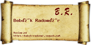 Bebők Radomér névjegykártya